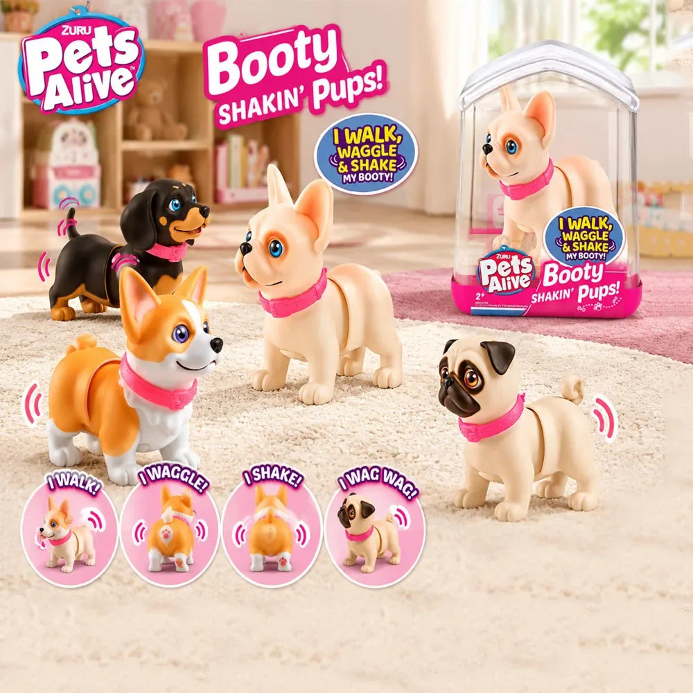 Zuru สัตว์เลี้ยง Alive Booty Shakin Pups French Bulldog สะสมสุนัขอิเล็กทรอนิกส์ของเล่น 1 ของ 4 น่ารั