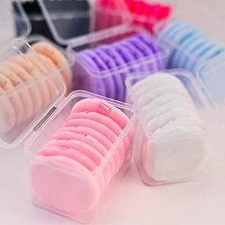 พัฟแต่งหน้ารูปวงกลมใหม่ 8 ชิ้นพร้อมกล่องเก็บ เหมาะสำหรับทุกสภาพผิว นุ่มและเป็นมิตรกับผิว