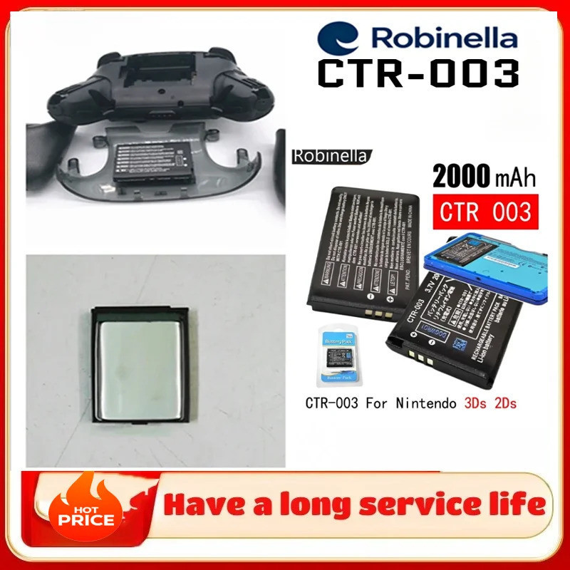 3.7V 2000mAh CTR-003 2000mAh แบตเตอรี่สําหรับ Nintendo 3DS Gaming Machine สวิทช์แบตเตอรี่ลิเธียมโฮสต
