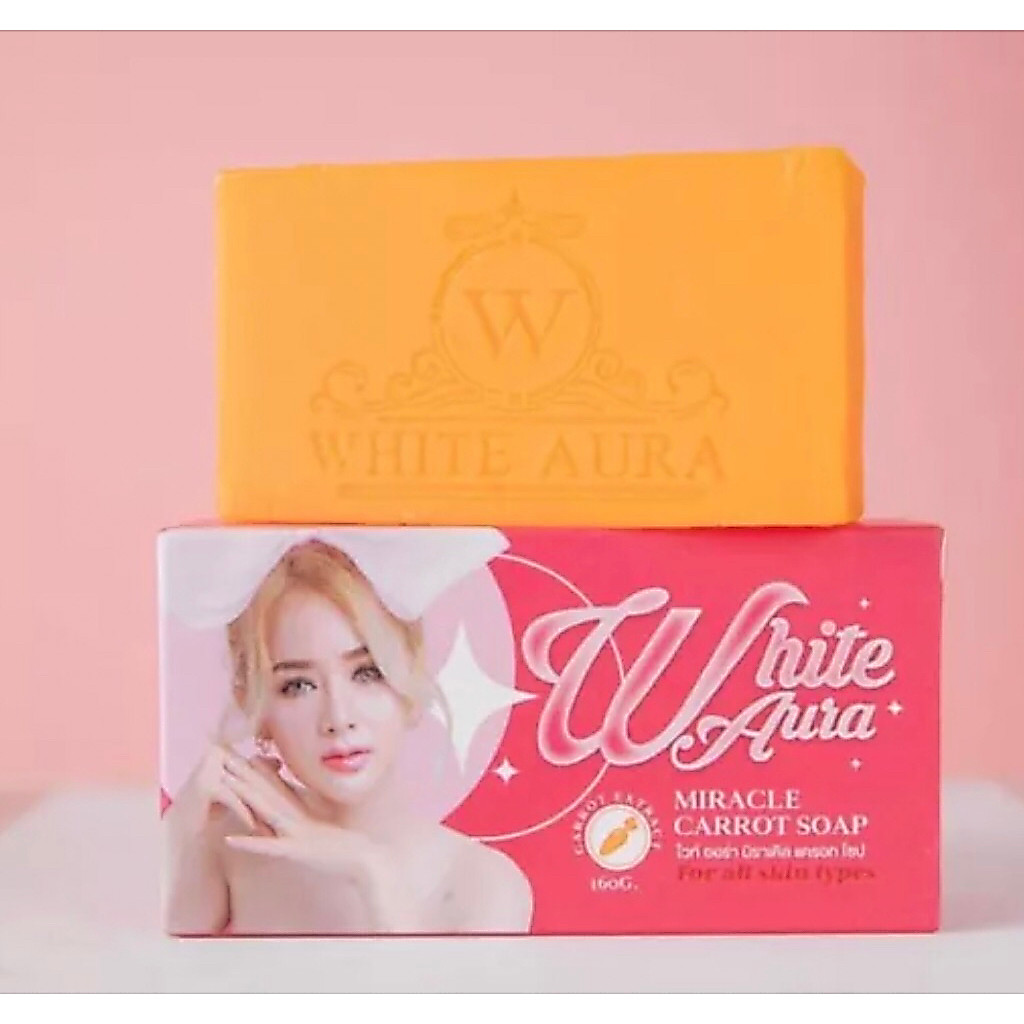 สบู่ ไวท์ออร่า  White aura miracle carrot soapขนาด160g