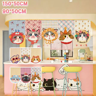 COD ม่านประตูครึ่ง 50x150 ซม. ลายแมวน่ารัก ใช้ตกแต่งห้องนอนและครัว เพิ่มบรรยากาศสดชื่นให้บ้าน