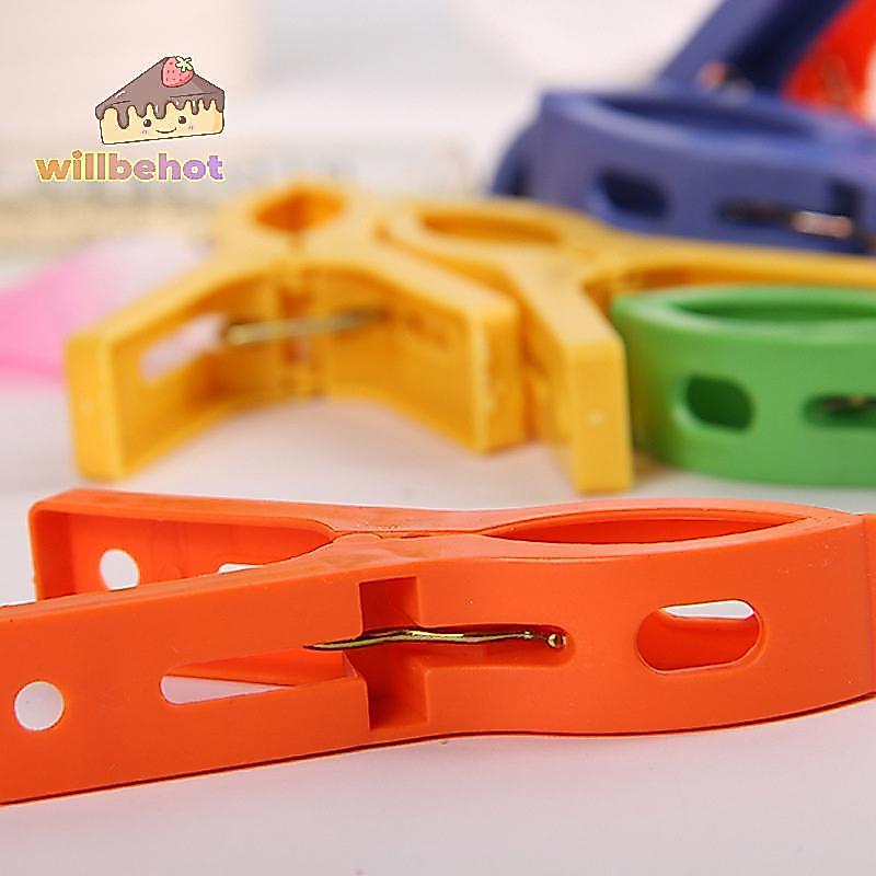 [Willbehot-t] 8ps/set Hanger Clips พลาสติกขนาดใหญ่ Windproof Beach Towel Clothes Pins Spring Clamp ที่หนีบผ้าทรงพลังร้อนใหม่ราคาถูก [ใหม่]