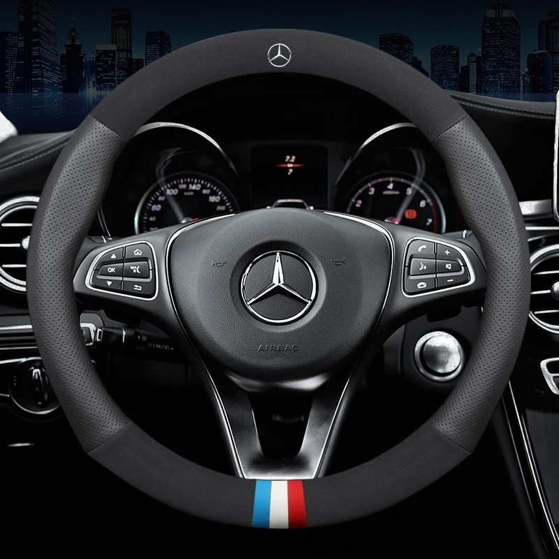 ที่หุ้มพวงมาลัยรถยนต์หนังสําหรับ Mercedes Benz W204 W213 W212 W211 Auto Breathable อุปกรณ์จัดแต่งทรง