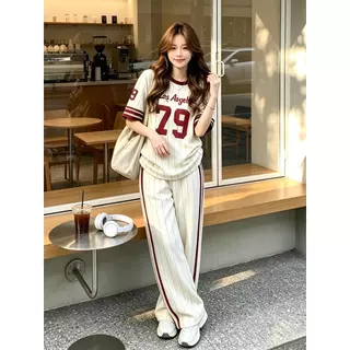 DTXmarket No.UG79 ชุดเซ็ท2ชิ้น เสื้อ+กางเกง พิมพ์ลายตัวเลข 79 ชุดเซ็ทแฟชั่น เสื้อผ้าแฟชั่น