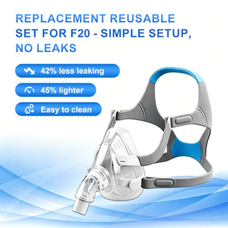 Full Face CPAP หน้ากากซิลิโคนจมูกนุ่ม CPAP หน้ากากเปลี่ยนชุดสําหรับ F20 พร้อมหมวกข้อศอก/หมุนและ CPAP หน้ากาก Liners