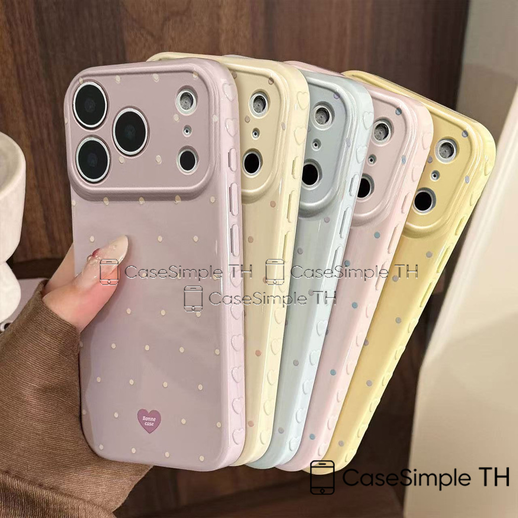 เคสโทรศัพท์รูปหัวใจลายจุด เหมาะสำหรับ Samsung A07 A17 A56 A36 A05s A05 A04 A03s A16 A15 A14 A13 A12 A11 A10s A55 A54 A50