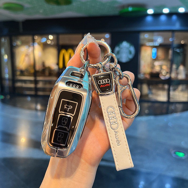เหมาะสําหรับ 25 Audi A6L e-tron เคสกุญแจโลหะเฉพาะ A5L กระเป๋า/Q6L e-tron หัวเข็มขัดเปลือกระดับพรีเมี