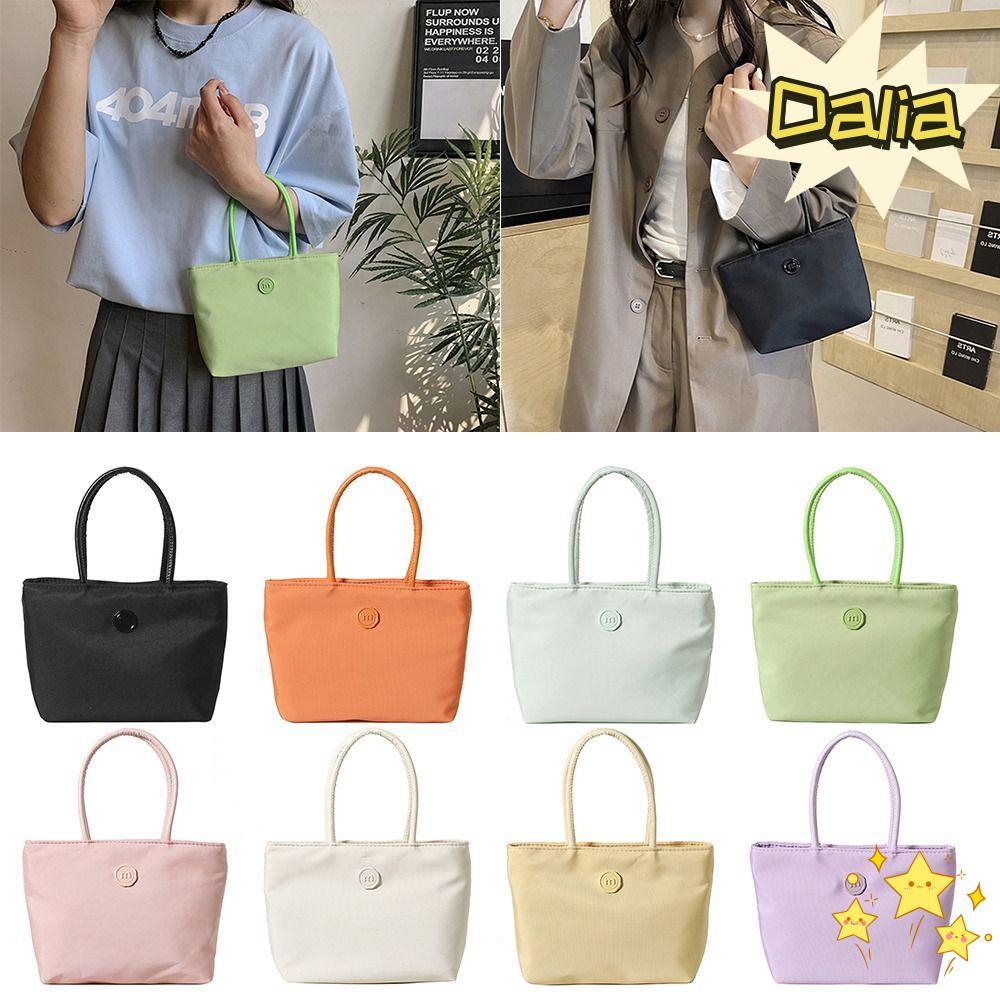 DALIA Tote Bag,กระเป๋าถือหลากสีความจุสูง,แฟชั่นไนลอนกันน้ําทุกวันกระเป๋าสะพายไหล่เดียวหญิงสาว