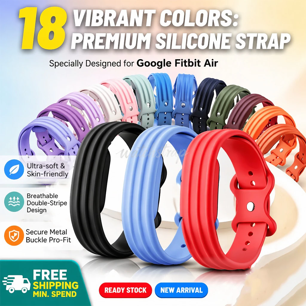 สายซิลิโคนระดับไฮเอนด์สําหรับ Google Fitbit Air ปรับสายรัดแบบมีรูนุ่มสายรัดข้อมือกีฬากันน้ําสําหรับฟิตเนสเดินป่าวิ่ง