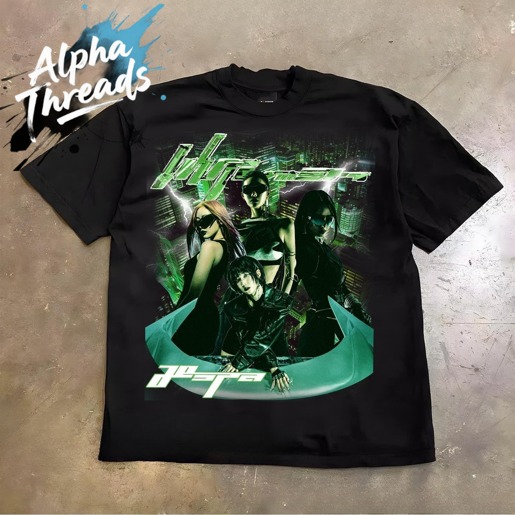 เสื้อยืด Retro Aespa Whiplash, เสื้อยืด AESPA Synk Parallel Line Tour สำหรับผู้หญิง สมาชิก Aespa Kar