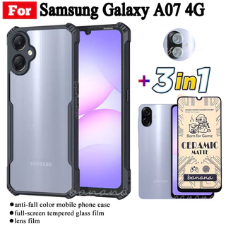 3 in 1 Samsung Galaxy A07 4G เคสโทรศัพท์กันกระแทกสําหรับSamsung Galaxy A 07 A0 7 A17 กระจกนิรภัยป้องกันหน้าจอและเลนส์ฟิล์มด้านหลัง