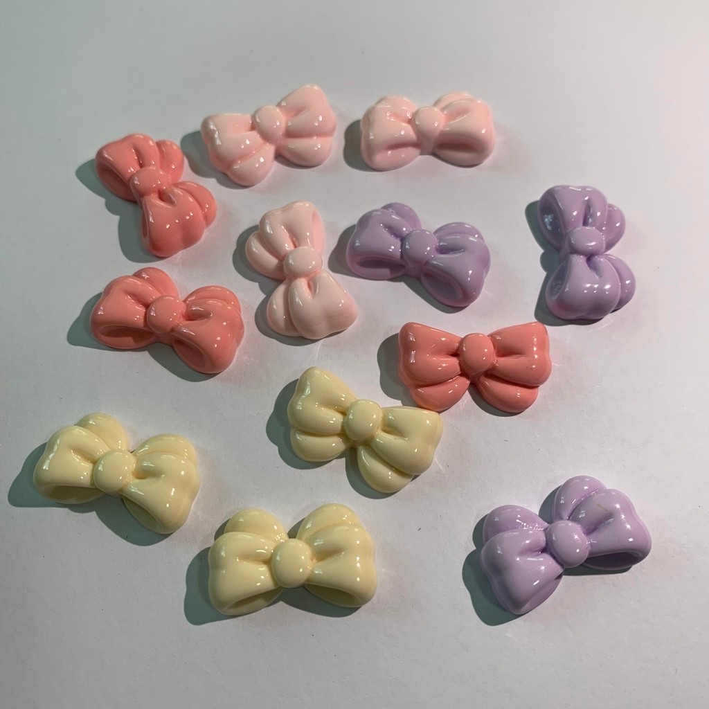 โบว์สีมันวาว 🍬 สีมาการอง ลายจุด✨ DIY กาวครีม ตกแต่งเคส/เครื่องประดับผม