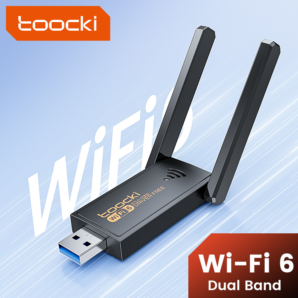 Toocki USB Wi-Fi6 อะแดปเตอร์ Dual Band ไร้สาย Bluetooth5.4 AX900Mbps AC 1300 Dual Band Driver ฟรีเสา