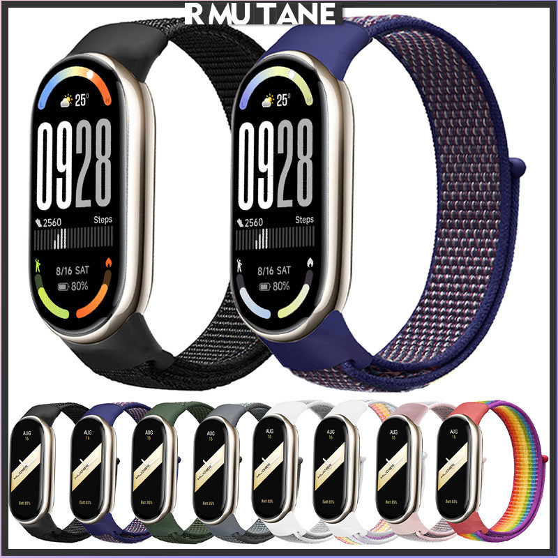 สายรัดไนลอนหลอกสำหรับ for Xiaomi Mi Band 10 9 8 สายรัดข้อมือสายรัดข้อมือสำหรับ for Smartwatch MiBand 7 6 5 4 3