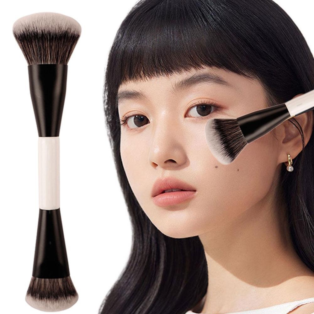 Double Head High Gloss Contour Brush Powder Portable Powder Blush Brush สําหรับแต่งหน้า A0z0