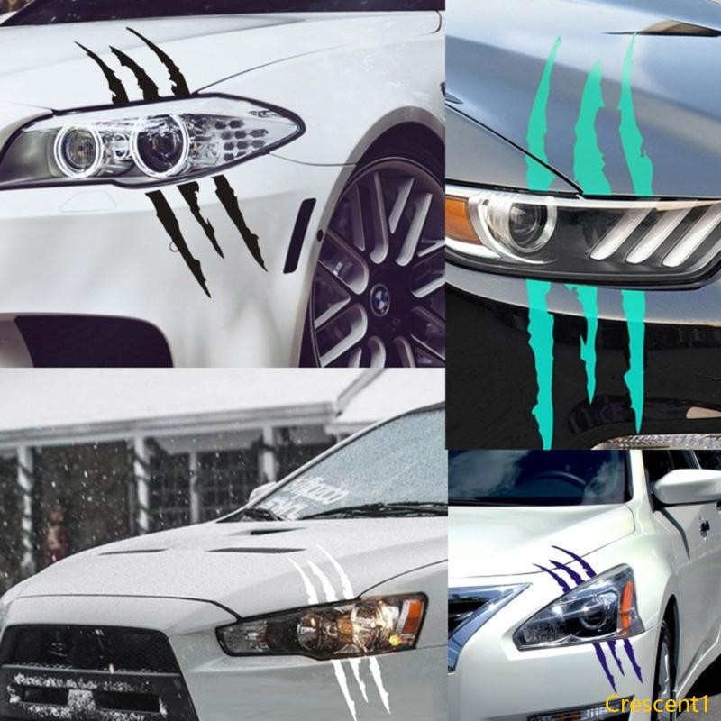 Crescent1 Auto ไฟหน้ารถสะท้อนแสง Monster Claw สติกเกอร์ Scratch Strpe PVC Decals