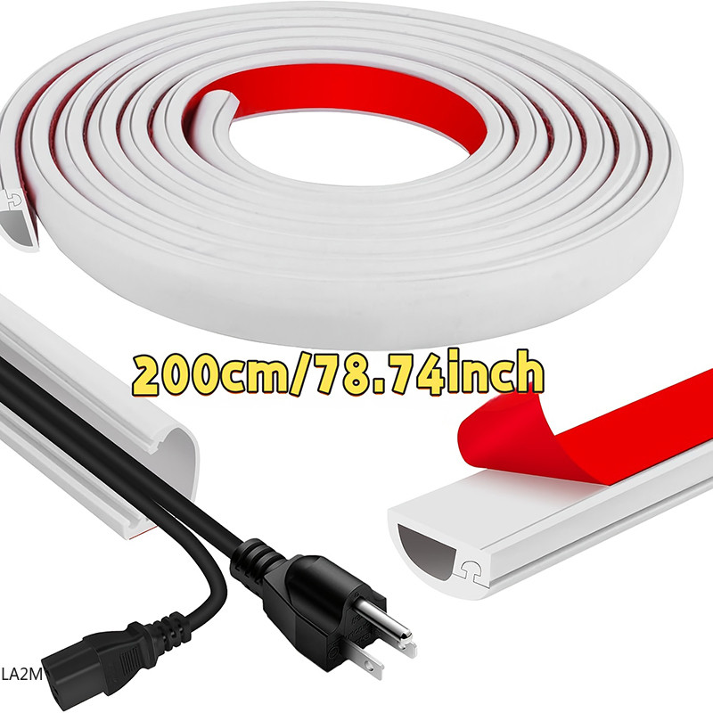 1PCS PVC Self-Adhesive Wall Cable Cover, Easy Wire Management สําหรับ ,ที่มองไม่เห็นตกแต่งบ้านสายช่อ