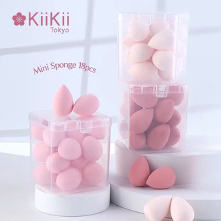 KiiKii พัฟแต่งหน้า ฟองน้ําแต่งหน้ามินิ เซตกล่อง 18 ชิ้น ฟองน้ําไข่ ใช้ได้แห้งและเปียก