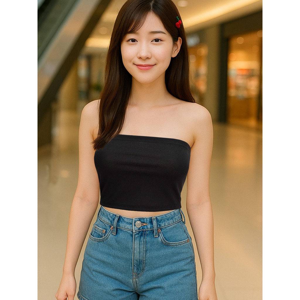 เสื้อเกาะอก ผ้าร่อง ไม่มีฟองน้ำ ผ้ายืดใส่สบาย ทรงสวยใส่ได้ทุกโอกาส ผลิตในประเทศไทย สีสวย