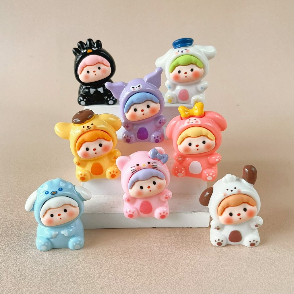 8 ชิ้นน่ารัก San Rio นั่งสัตว์เรซิ่น Charms สําหรับ DIY(12-534)