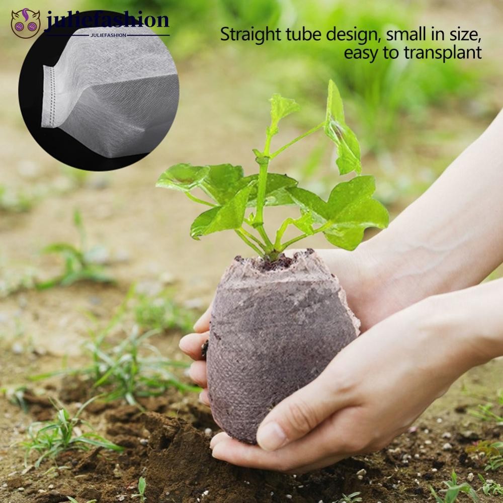 JULIEFASHION 100 ชิ้นย่อยสลายได้พืช Grow กระเป๋าไม่ทอเนอสเซอรี่หม้อสําหรับเมล็ดเริ่มต้นบ้านสวนอุปกรณ