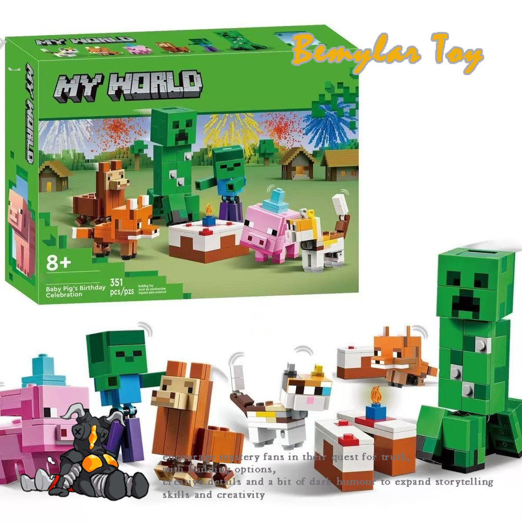 Bemular Hobby BM1X ใช้งานร่วมกับ Minecraft 21281 Baby Pigs Birthday Celebration Building blocks EQ1