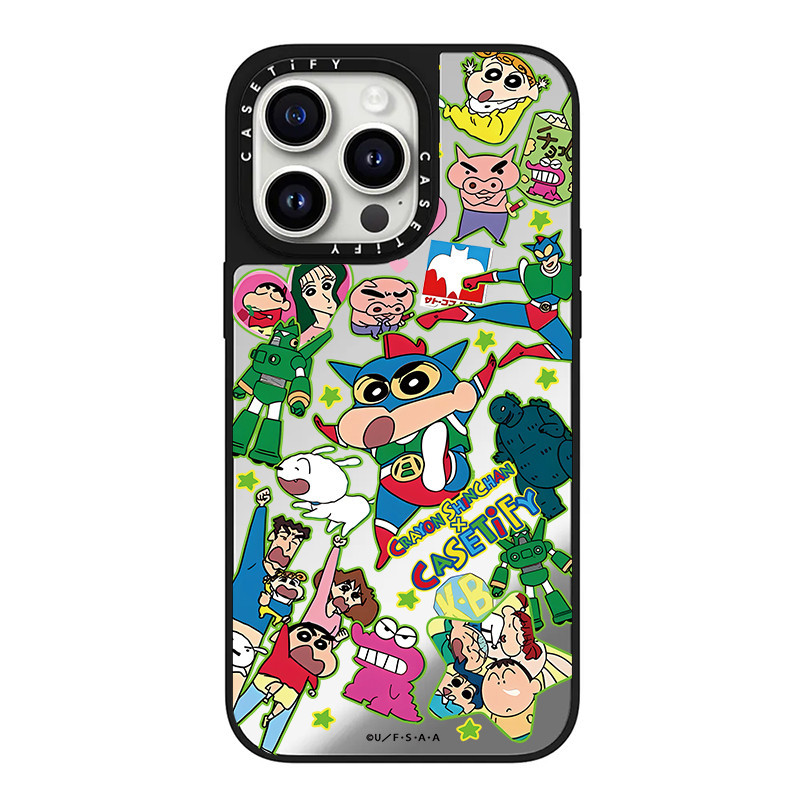 เครยอนชินจัง&นาย จระเข้บิสกิต casetifyกระจกเคสโทรศัพท์เหมาะสําหรับiPhone16ProMaxใช้งานร่วมกับIP16Pro