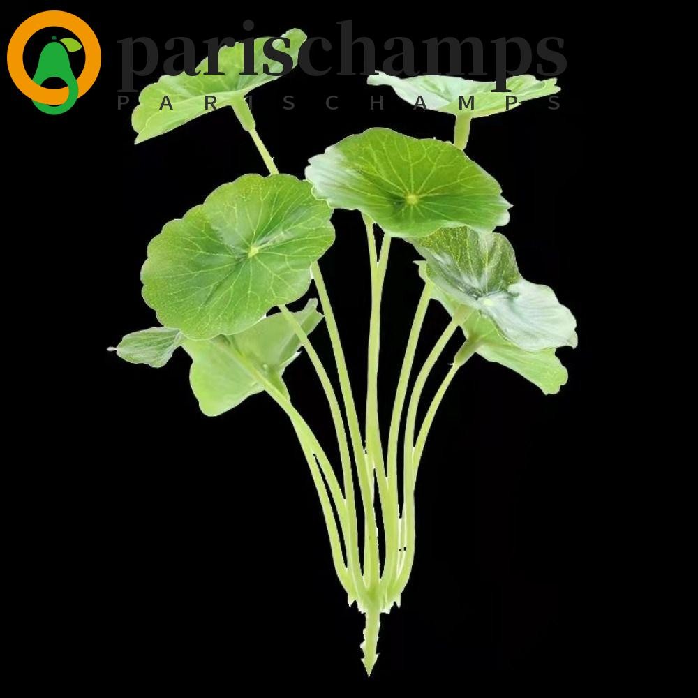 PARISCHAMPS ใบบัวจำลองและหญ้าเงินประดิษฐ์ขนาดเล็กสำหรับแจกัน DIY พลาสติกหรูหรา 9 หัว เพิ่มความสวยงามให้อุปกรณ์ตกแต่งตู้ปลา