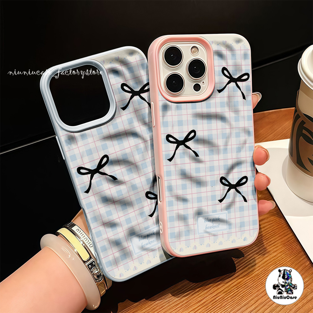 For iPhone 16 15 14 13 12 11 Pro Max X XR XS Max 16 15 14 7 8 Plus เคส เคสไอโฟน13 โบว์ลายตาราง เคสไอโฟนสวยๆ Soft Case ราคา ถูกที่สุด ดีลบีเคเค แกลเลอรีภาพที่ 9