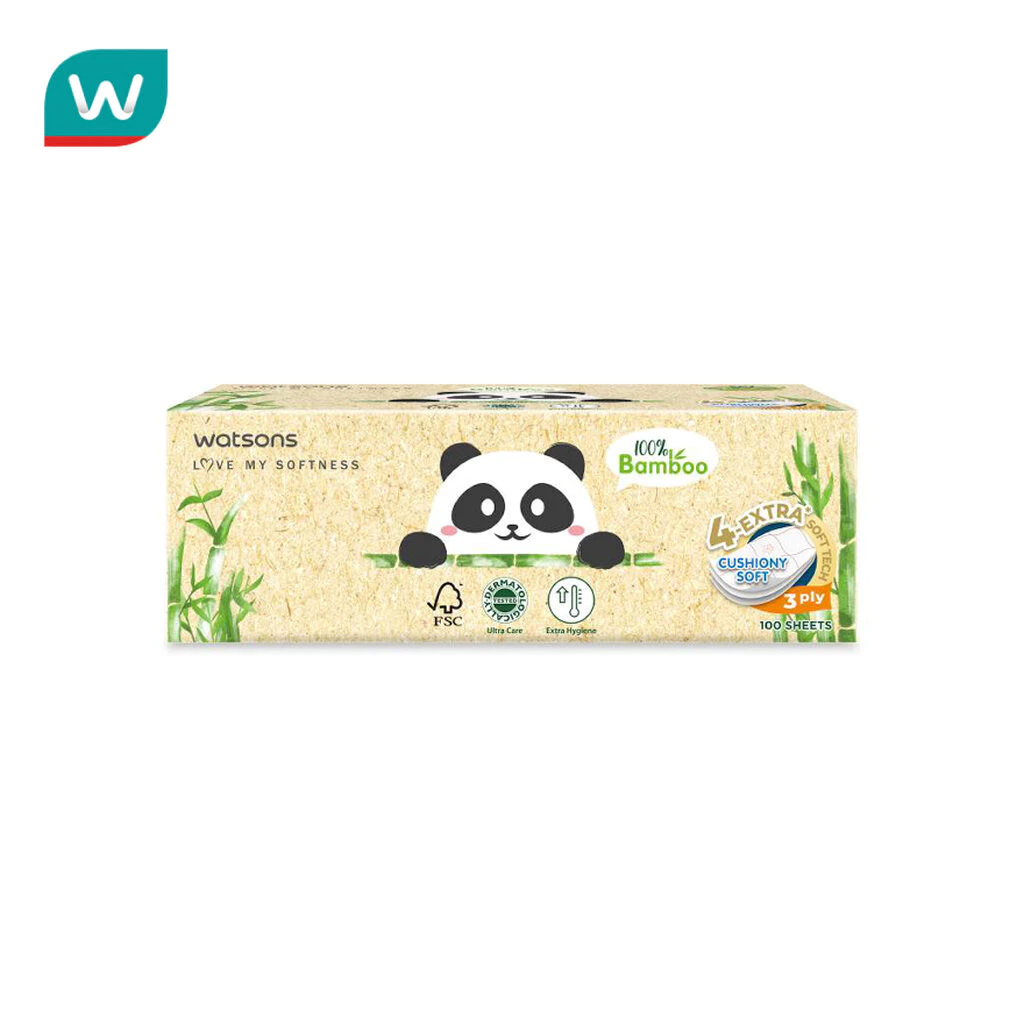 Watsons วัตสัน กระดาษทิชชูกล่อง (Panda Designed 2) หนา3ชั้น x 100แผ่น.ขอสงวนสิทธิ์ในการเลือกล