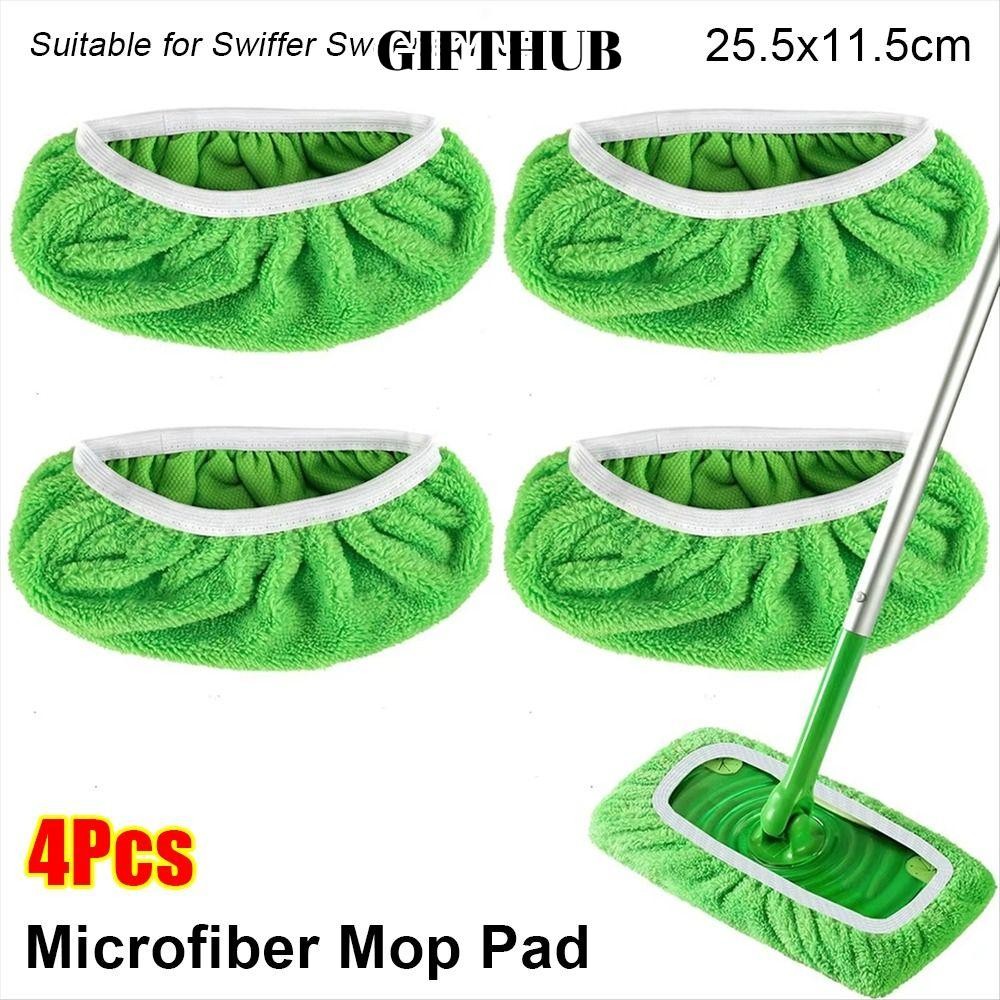 LULLABY 4 ชิ้นไมโครไฟเบอร์ Mop Pads, ฟองน้ําดูดซับล้างทําความสะอาดได้ Mop ผ้ากวาดหัวแบนแบบใช้ซ้ําได้สําหรับทําความสะอาดแบบเปียกและแห้ง
