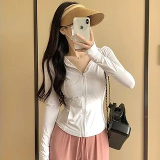 ☀️ ส่งไวจากไทย✨ เสื้อกันแดด UV แขนยาว มีฮู้ด บางเบา ระบายอากาศดี ชุดออกกำลังกายผู้หญิง