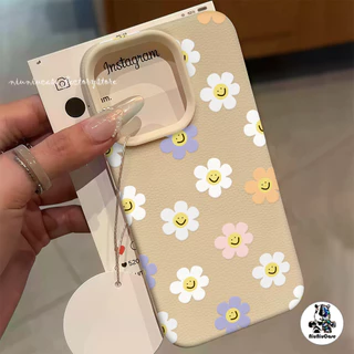 เคสหนังเนื้อนิ่มสีแคนดี้ For iPhone 13 เคส TPU ดอกไม้สีสันสดใสน่ารัก For iPhone15 11 14 13 12 16 Pro Max XS XR 7 8Plus