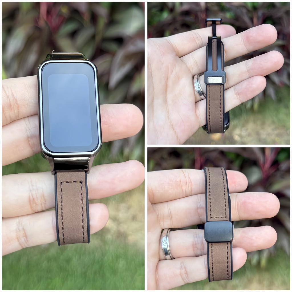 สายรัดสำหรับ Xiaomi Smart Band 8 9 Active & Redmi Band 2/3, สายรัดข้อมือทดแทนแม่เหล็กหนังกันน้ำกีฬา