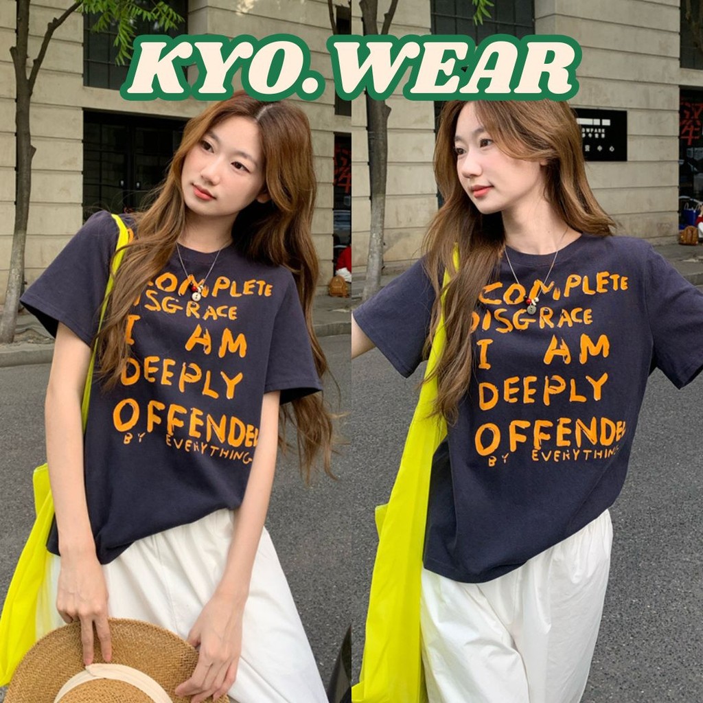 KYO 🌸 เกาหลีสไตล์ ผู้หญิง เสื้อยืด OVERSIZE COTTON 100% โคตรนุ่ม  
