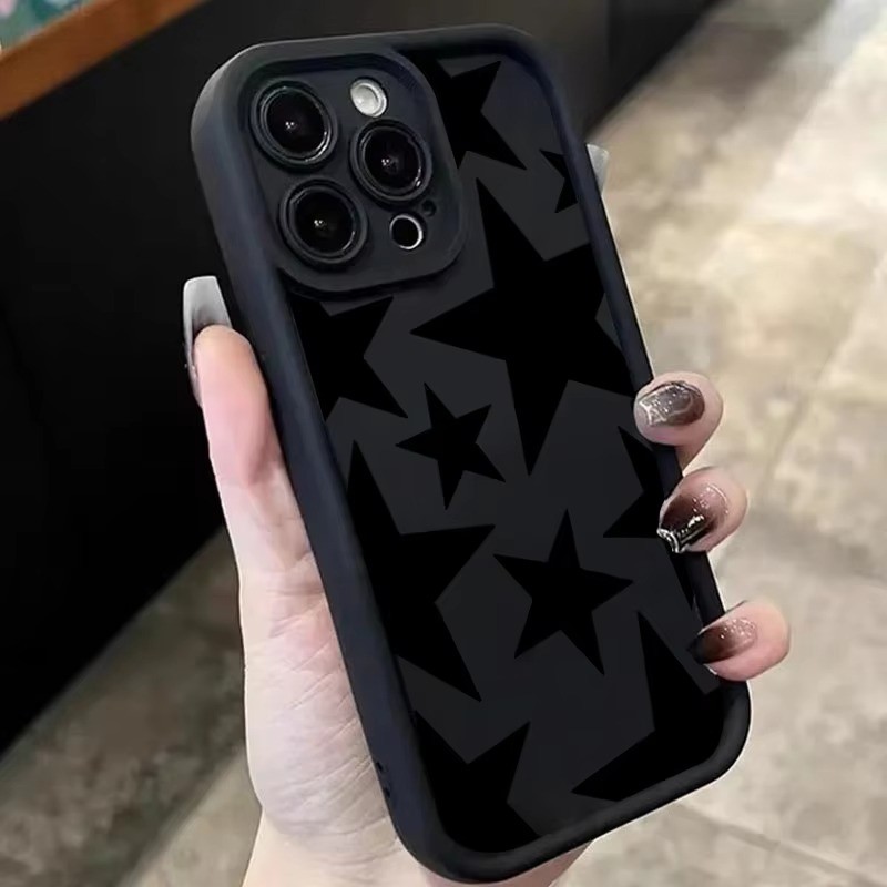 SAMSUNG Black Star Designเคสโทรศัพท์สําหรับSamsung S25 S24 Ultra S24 S23 FE S22 S21 Plus S20 S21 FEซิลิโคนอ่อนนุ่มปกอ่อน