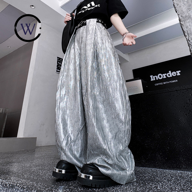 Dark Series Performance กางเกงลําลองหลวมเงิน Machete กางเกงผู้ชายผู้หญิง Catwalk Blogger กางเกง H225