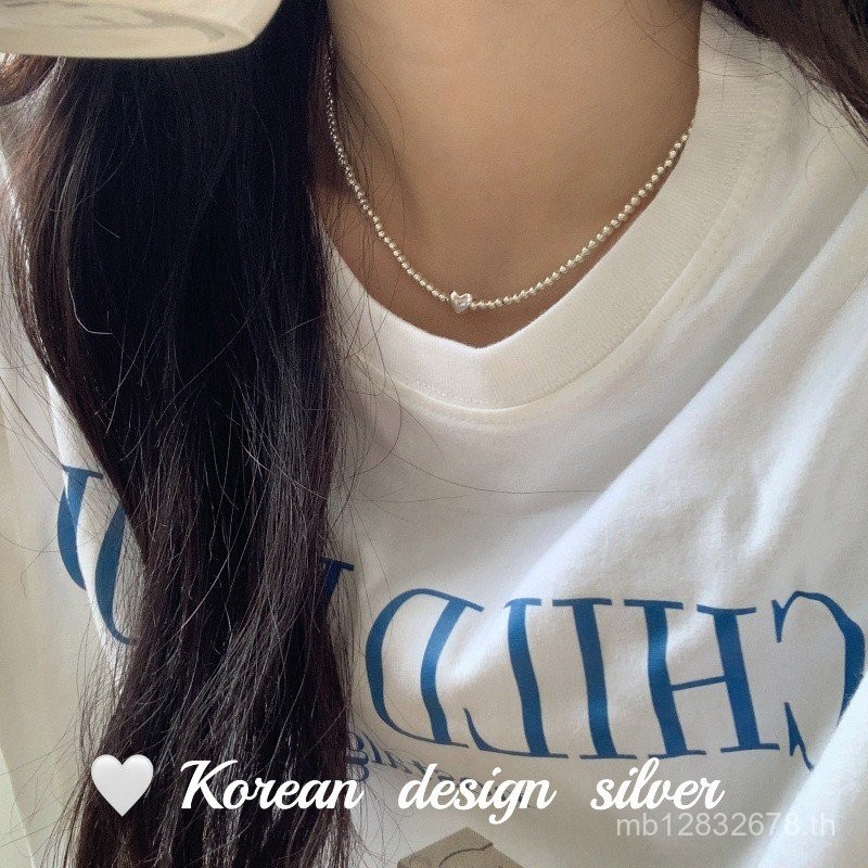 สร้อยข้อมือและสร้อยคอมือแบบโซ่กระดูกไหปลาร้า สไตล์เกาหลี S925 sterling silver กับลูกปัดเกาหลี KVL1