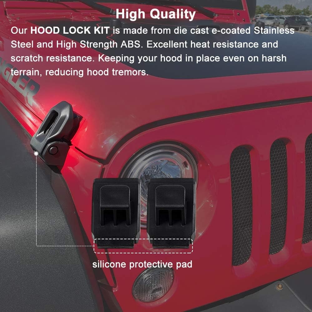 Jeep Hood Latch สําหรับ 2007-2018 Jeep Wrangler Jk JL สีดําสแตนเลสชุดจับอุปกรณ์เสริม 2018 Jeep Wrang