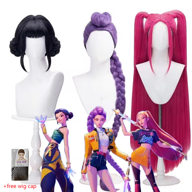 วิกผม cosplay ตัวละคร Rumi, Mira, Zoey จาก anime K-Pop Demon Hunters Superstar