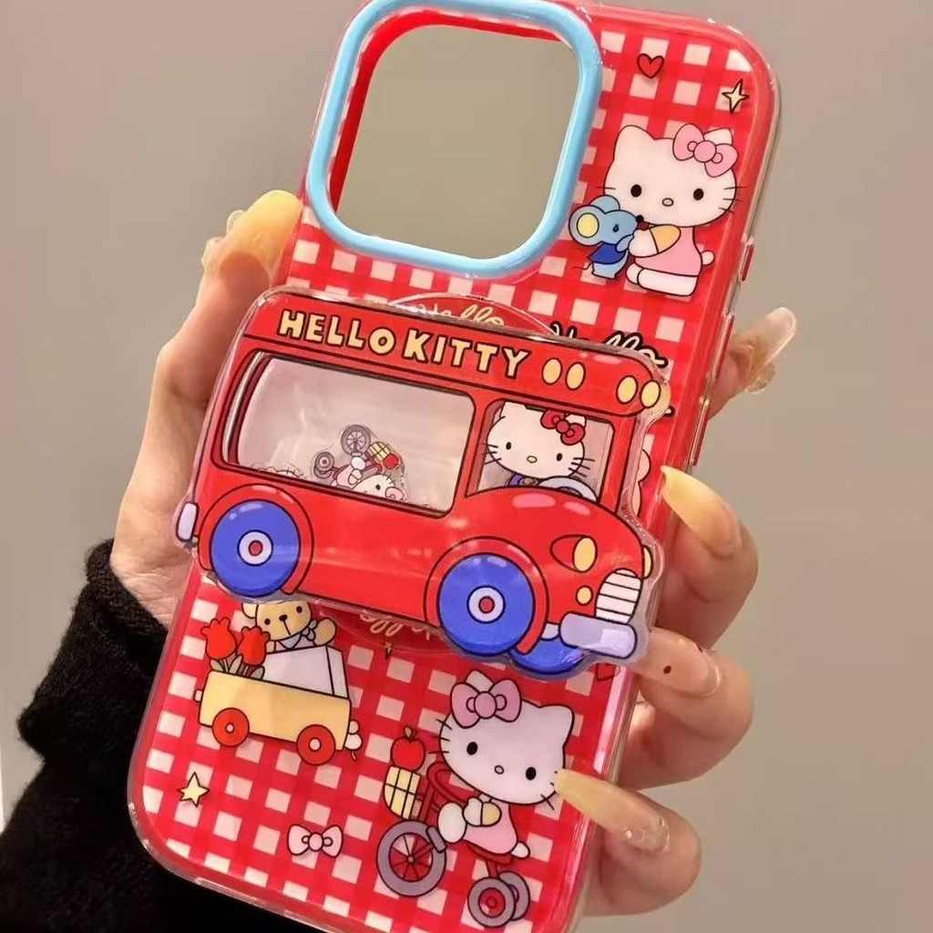 ลายสก๊อตสีแดงKitty Cat BracketเหมาะสําหรับSamsung S25Ultraเคสโทรศัพท์แม่เหล็กดูดS23 +/s24fe Creative s22/s21 การ์ตูนA16a15a55a54 สไตล์ใหม่A36a26 Shock-ทนA56a17