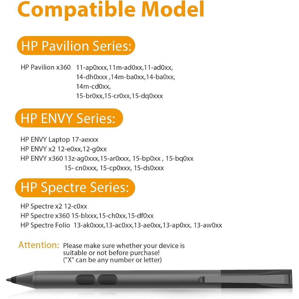 ปากกาสไตลัสสําหรับ HP Envy x360 หน้าจอสัมผัสดินสอแล็ปท็อป,HP Pavilion x360 11m-ad0 14M-ba0 14-cd0 15