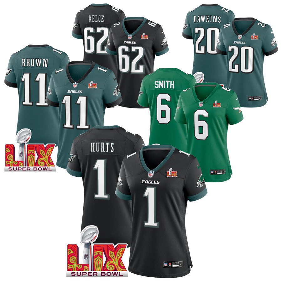 เสื้อยืดผู้หญิง Philadelphia Eagles Jalen Hurts สำหรับ Super Bowl LIX จำนวนจำกัด