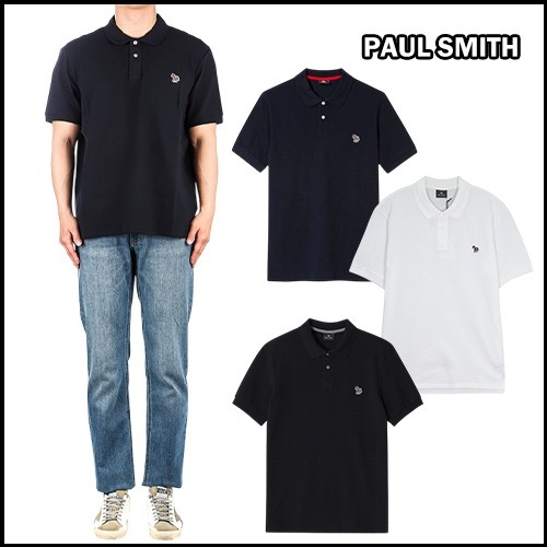 🇰🇷Paul Smith Cotton Pique Zebra Logo Polo Shirt Black เสื้อ  T-Shirt polo ของเเท้ preorderoppa
