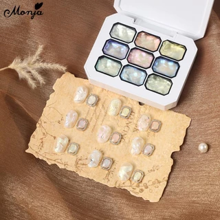 Monja เล็บ UV เจล Polish Magic Aurora Fairy ภาพวาด 3D การสร้างแบบจําลอง กระจกแป้งเคลือบเงา Palette