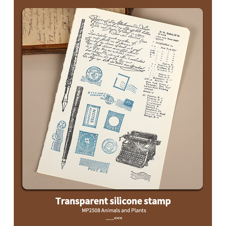 JIANWU Vintage ข้อความภาษาอังกฤษปากกาแสตมป์ภูมิทัศน์วัสดุ Collage โปร่งใสซิลิโคนแสตมป์ Creative DIY Journal เครื่องเขียน - รูปที่ 5