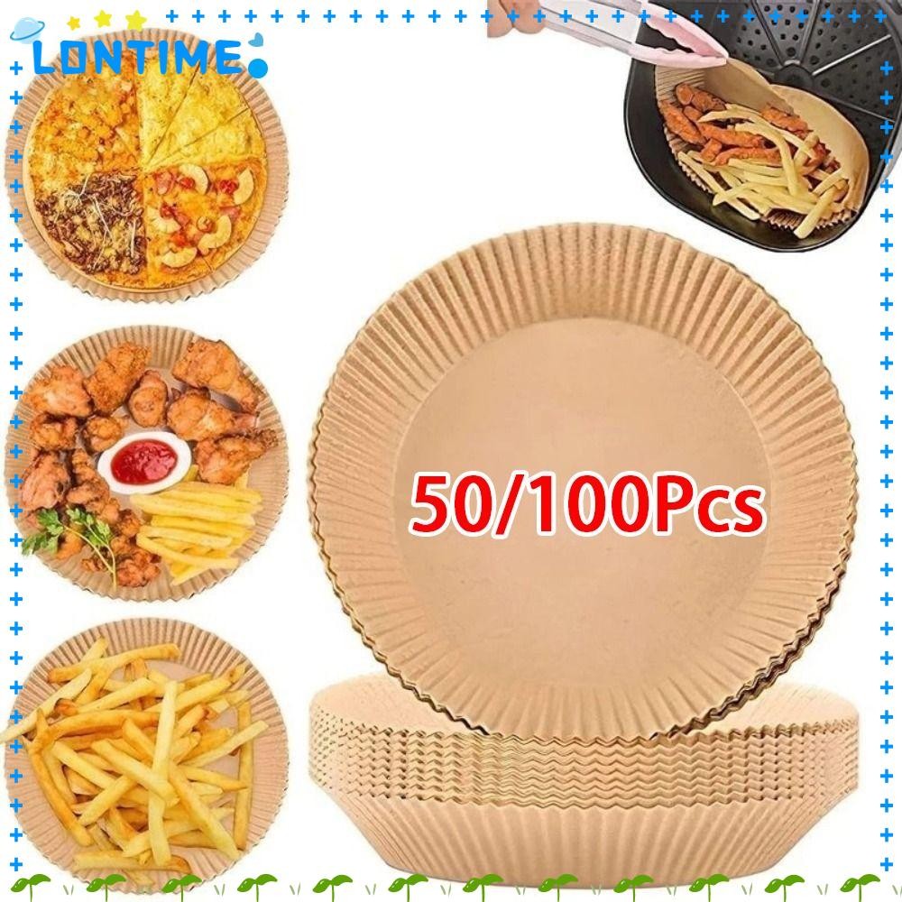 LONTIME 20/50/100 ชิ้น Air Fryer กระดาษ, น้ํามัน Non-Stick Baking กระดาษ, กันน้ําทิ้ง Baking Liner สําหรับ Steamer มัฟฟิน Cupcake