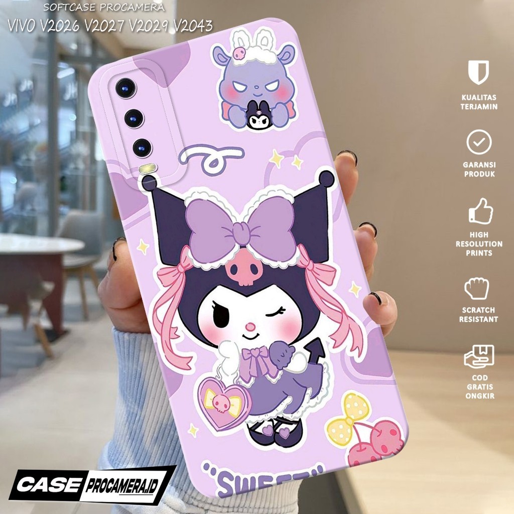 เคสที่รองรับสําหรับ VIVO V2043 V2026 V2027 V2029 ล่าสุด VIVO Procamera Casing 2025 { เคส KUROMI} Sil
