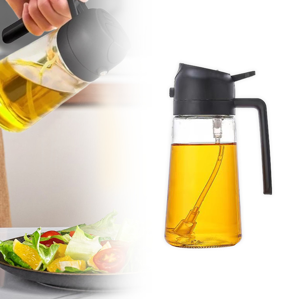 2-in-1 Oil Sprayer Olive Oil Dispenser Lightproof Oil Sprayer สําหรับทําอาหารสลัดและบาร์บีคิวห้องครั
