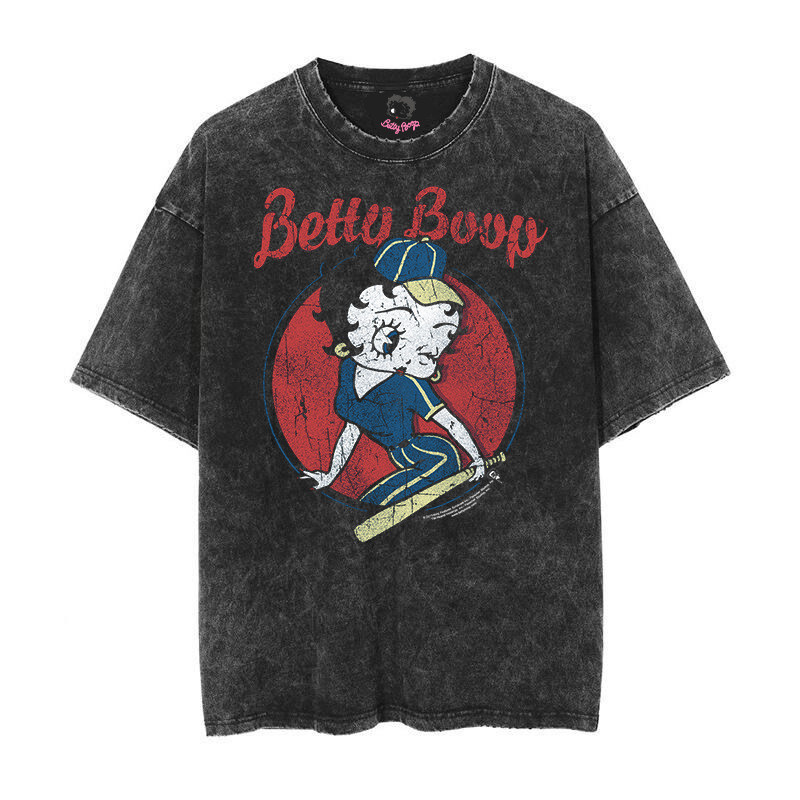 เสื้อยืดแขนสั้น Betty Boop สไตล์วินเทจ พิมพ์ลายการ์ตูน เหมาะสำหรับทั้งผู้ชายและผู้หญิง